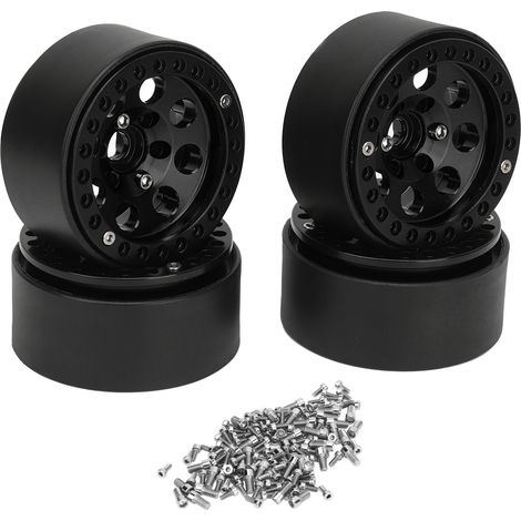 Stück 1,9 Zoll RC-Felgen aus stabiler Aluminiumlegierung für Axial SCX10 II III Schwarz (1/5)