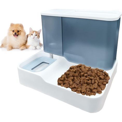 Pets Alimentation Automatique et Abreuvoir,2 en 1 Mangeoirs et Abreuvoirs,Alimentation Automatique 2.8 l,Distributeur d'eau Gravitaire Grande Capacité pour Chiens, Chats (1/5)