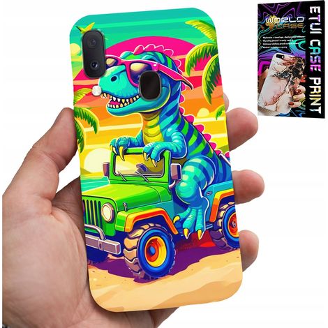 Custodia per Samsung Galaxy A40 - modelli di dinosauri su camion per bambini (1/5)