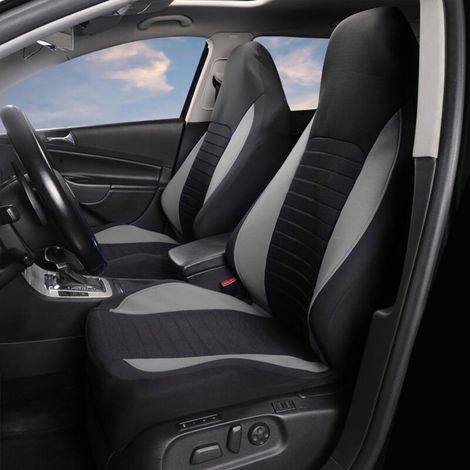 Housses de siège avant de voiture, 2 pièces, protections de siège de voiture universelles pour voitures, camions, SUV, gris (1/4)