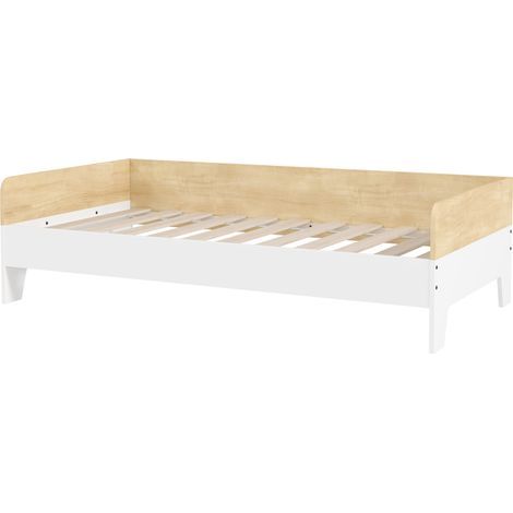 Lit enfant lit avec sommier à lattes avec panneaux latéraux élevés conception basse en bois 143,5 x 74 x 40 cm blanc (1/5)