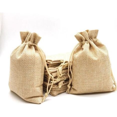 Sac cadeau,Pochon Tissu,50 Pcs Petits Sacs en Tissu Sachet Coton,Sac Toile de Jute Pochette Tissu Cordon Sac en Tissu Bijoux 7 x 9cm (1/4)