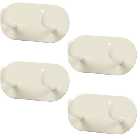 4-teiliges Set selbstklebender Wandhaken, Handtuchhalter aus Metall, Handtuchhalter ohne Bohren für Badezimmer, Schlafzimmer, Küche (Creme) (1/5)