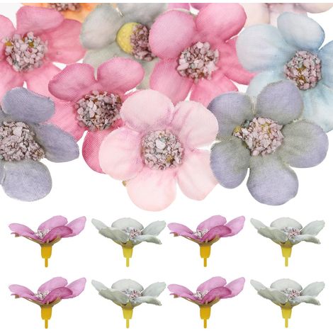 Lot de 50 Mini Têtes de Marguerite en Soie Colorée, Fleurs Artificielles Réalistes Faciles à Installer, Décoration pour Mariage et Fête Quotidienne (1/5)