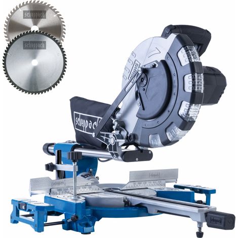 [JAMAIS UTILISE] Scheppach Scie à Onglet HM254 - 2400 W - Lame Ø 255 mm -  Grande largeur de coupe 340mm - Laser -  2 lames de 48 et 60 dents incluses (1/5)