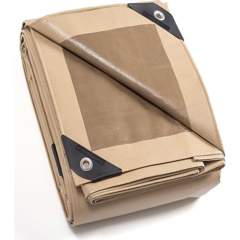 Bâche de Protection Imperméable étanche 4x6m Beige/Kaki 160g/m² Polyéthylène Bâches UV Résistant avec œillets 4x6 m (1/5)