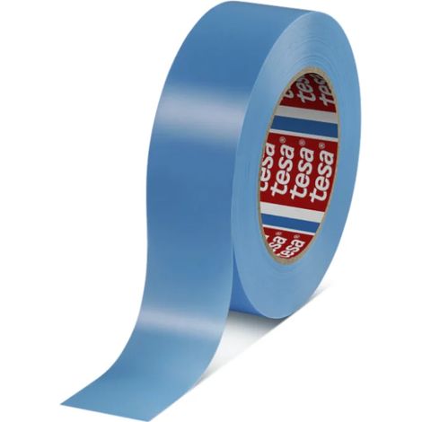 Tesa 64284, nastro di reggiatura in mop, 66 m, 50 mm, blu, per carichi medi, elevata resistenza 300 N/cm, basso allungamento 35%, adesivo in gomma sintetica, adesione all'acciaio 6 N/cm