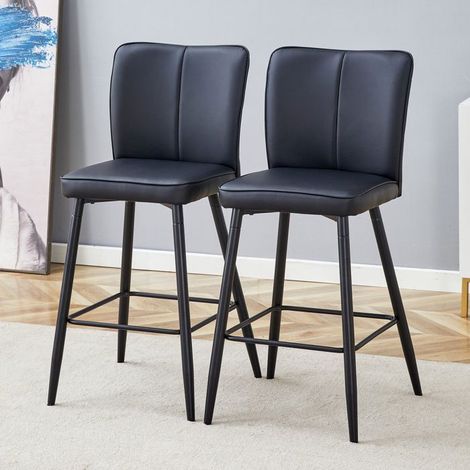 Chaise en polyuréthane noir dossier ergonomique confortable style élégant (1/5)