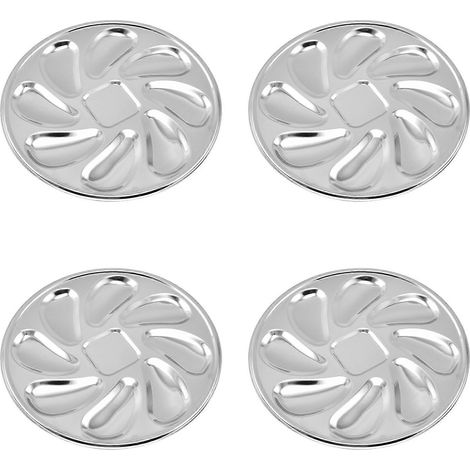 Set aus 4 muschelförmigen Edelstahlbehältern mit 8 Fächern für Austernsauce. (1/5)