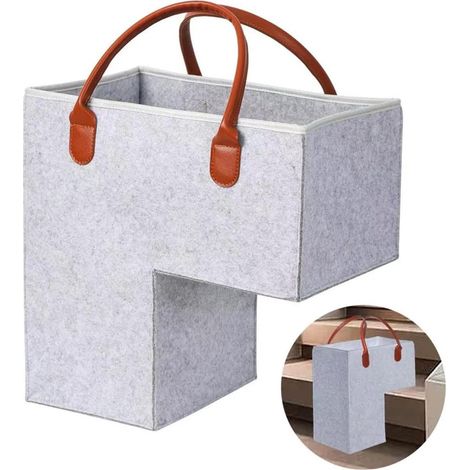 Panier de rangement pour escalier - Panier d'escalier pliable en forme de L - Sac de rangement - Panier d'escalier en feutre - Panier à linge - Panier à jouets - Articles ménagers - Pour le linge et l (1/5)