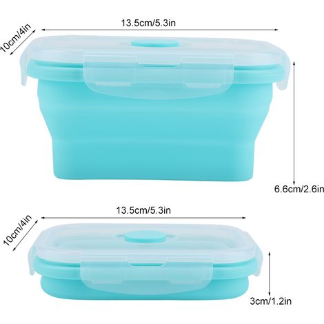 350 ml faltbare, grüne Silikon-Lunchbox, tragbar und mikrowellengeeignet, umweltfreundlicher Lebensmittelbehälter (1/5)