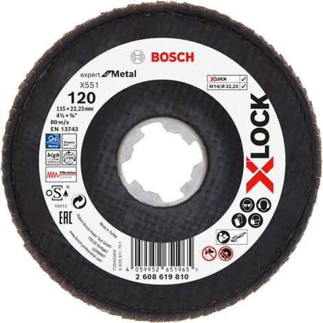 Bosch X-LOCK-Fächerschleifscheibe X551, Expert for Metal, K: 120, Scheibend.: 115 mm - 2608619810