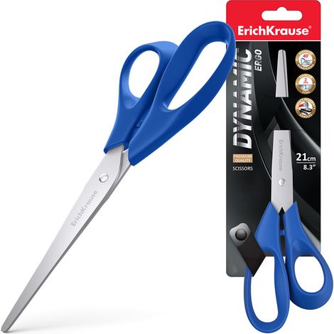 Tijeras marca ERICHKRAUSE modelo Erichkrause Tijeras Dynamic - Cuchillas de Acero Inoxidable - Afilado Doble Avanzado - Resistente a La Corrosion - Mangos Ergonomicos - Color Variado
