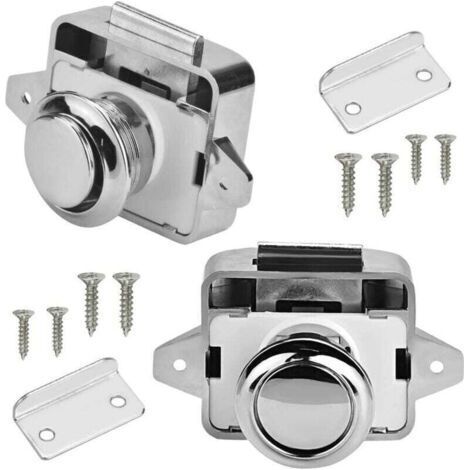 2 pièces serrure à poussoir serrure de meuble camping-car serrure en métal serrure à bouton-poussoir serrure de tiroir serrure à poussoir de meuble serrure à ressort (1/4)