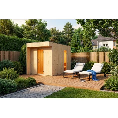Sauna extérieur FinnTherm Siena Naturel , 72 mm Épaisseur de paroi 202 x 397 cm