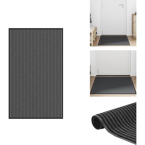 Paillasson noir et gris à rayures 90x150 cm - Paillasson - Paillasson De Porte - Paillasson De Bienvenue - Paillasson De Porte Extérieur (1/5)