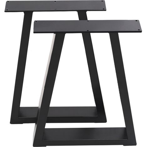 Set of 2 Metal Table Bench Legs Frames Trapezium with Top Steel Base Stands, 70x90CM