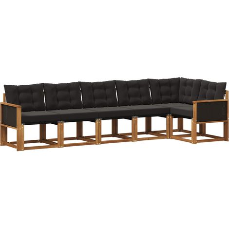 Outdoor Sofa Set 6 pcs Natural and Black vidaXL (1/5)