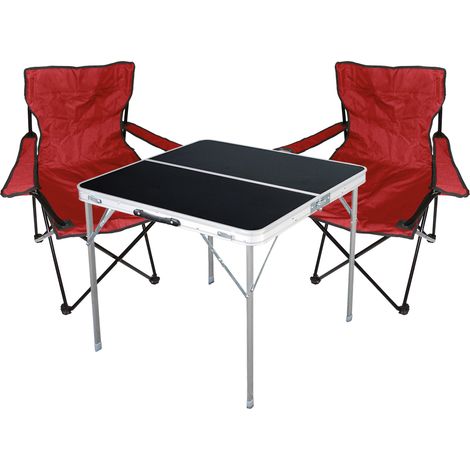 3-teiliges Campingmöbel Set schwarz - rot-MMC330883B+2xMPO2455 (1/4)