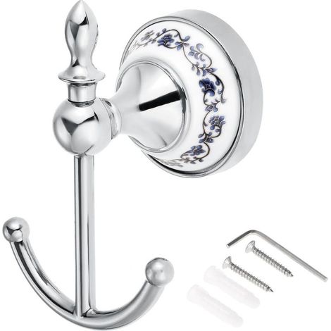 Dekorativer Haken aus Zinklegierung und Keramik, Handtuchhaken im nostalgischen Retro-Stil, Keramik-Handtuchhaken im Landhausstil fürs Badezimmer (1/4)