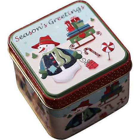 Boîte à bonbons carrée de Noël en fer-blanc, motif bonhomme de neige, coffret cadeau de mariage, bocal à bonbons raffiné, récipient pour feuilles de thé, bonbons sucrés.-87.5cm