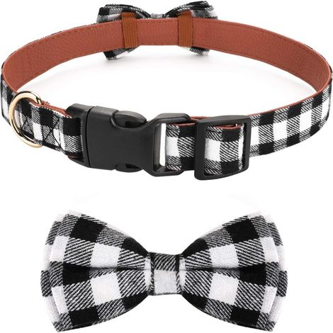 Collier noeud papillon ajustable doux et confortable pour chien (S, noir)