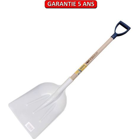 Weiße Plastikschaufel mit P-Griff aus Plastik + Lebensmitteletikett OUTILS PERRIN