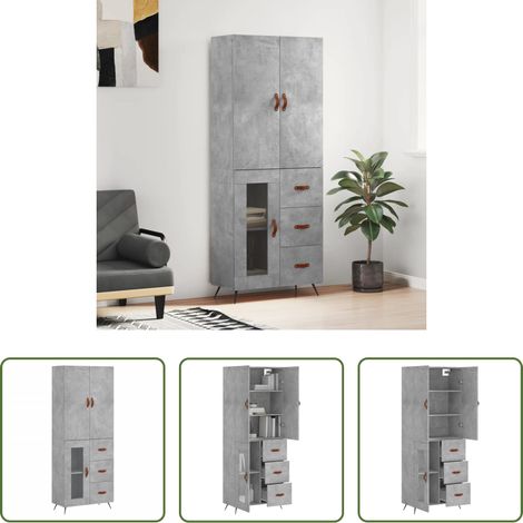 Holzwerkstoff - Highboard Betongrau 69,5x34x180 cm Holzwerkstoff (1/5)