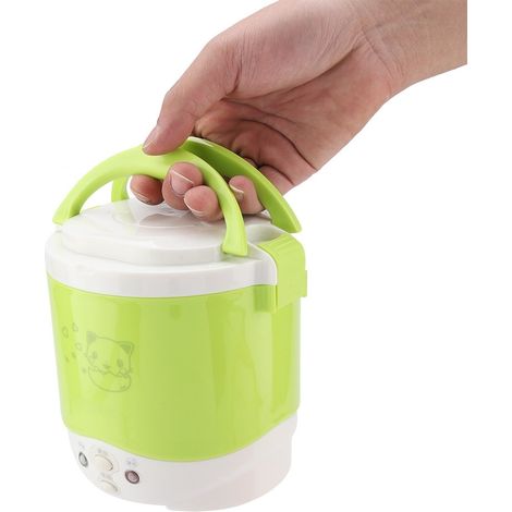 Cuiseur à riz/cuiseur vapeur électrique portable multifonctionnel 12 V 100 W 1 L pour voiture (vert) (1/4)