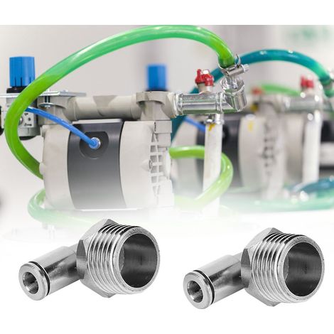 2 connecteurs rapides pneumatiques 6 mm entièrement en cuivre nickelé + filetage mâle BSPP à 90 degrés (1/2'') (1/5)