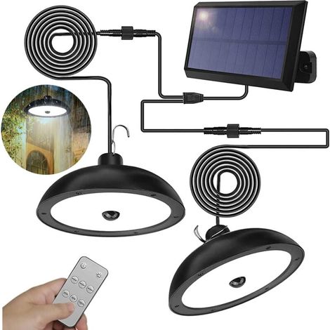 Lampe solaire d'extérieur avec capteur de corps humain et télécommande, étanche et luminosité réglable, adaptée aux jardins, poulaillers, balcons et camping (lumière Blanc froid) (1/5)