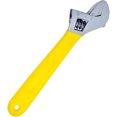 Clé à molette réglable en plastique, 15 cm (6 pouces), en acier au carbone forgé, à une extrémité ouverte, jaune