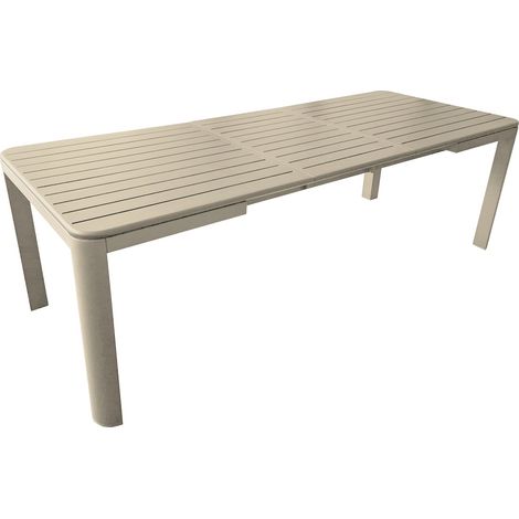 PROLOISIRS Table de repas extensible en aluminium - ALMA 180/240 x 96 - Allonge automatique - Coloris crème