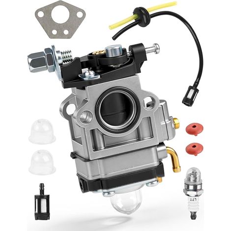 Carburateur Debroussailleuse 52cc 49cc 43cc Carburateur pour Moteur à Deux Temps Kit Carbu avec Bougie d'Allumage Durite Essence Joint Pompe Amorçage