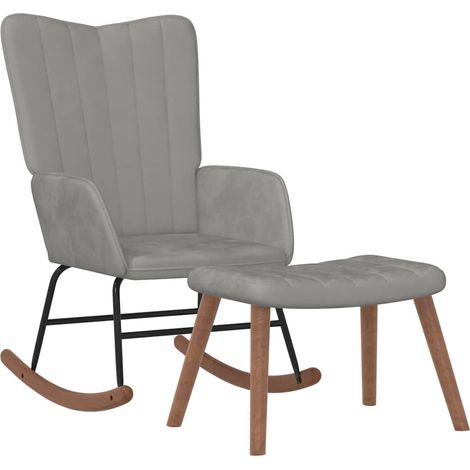 Maison Exclusive - Chaise à bascule avec repose-pied Gris clair Velours (1/5)