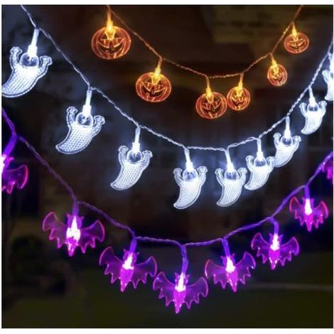 Lot de 3 Halloween Guirlande Lumineuse - 3M 20 LED Guirlande Lumineuse à Piles pour Deco Halloween Interieur Exterieur (fantôme) (1/4)