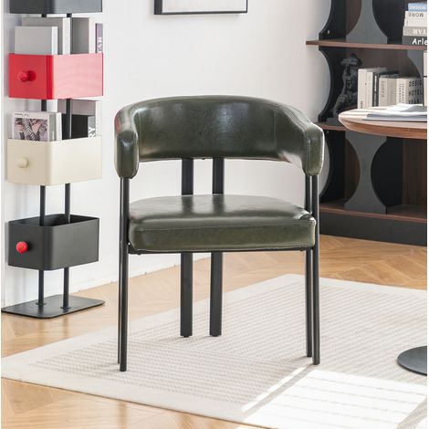 Sedia con braccioli in similpelle verde OKMYHOME (1/5)