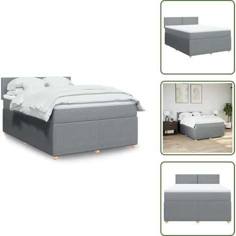 Sommier à lattes de lit avec matelas Gris clair 140x190cm Tissu - Sommier À Lattes De Lit - Sommiers À Lattes De Lit - Lit - Meuble De Chambre À Coucher (1/5)