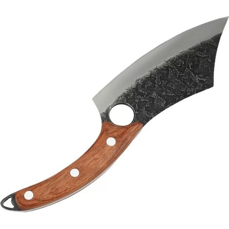 Couteau Santoku - Lame Acier Inoxydable Damas 5Cr15Mov 58–60 HRC - Poignée Bois Ergonomique - Pour Cuisine Camping Chasse - 1 Pièce (1/5)