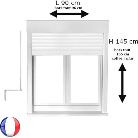Fenêtre PVC 2 vantaux oscillo-battant avec volet roulant manivelle H 145 x L 90 cm pour pose en neuf (1/5)