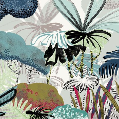 papier peint panoramique jungle bleu - Komar