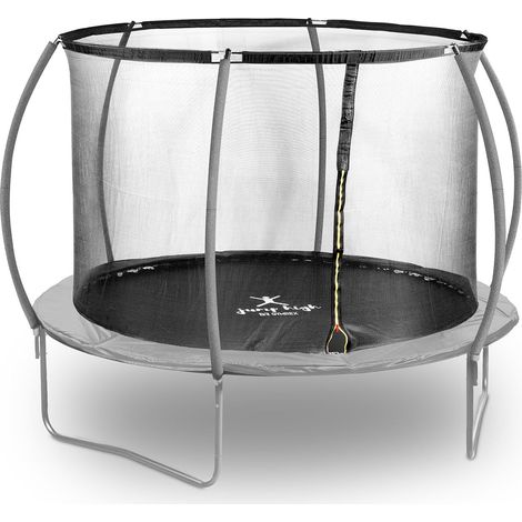 Trampolín de jardín - diámetro 305 x 180 cm - 100 kg - red de seguridad - negro/gris 140008021 (1/5)