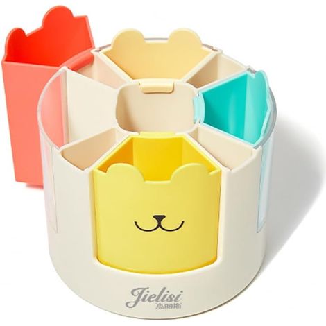 8-Slot Rotating Pen Holder with 4 Removable Trays for (1/2)