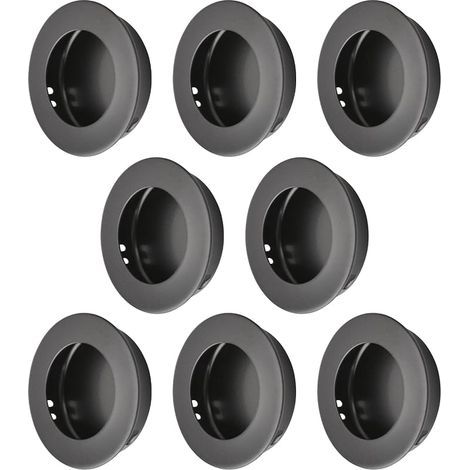 Lot de 8 poignées rondes à ouverture coulissante, poignées de porte à ouverture coulissante en acier inoxydable pour grange, poignées de placard de cuisine encastrée, poignée de porte (1/5)