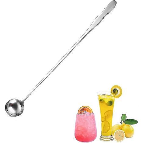 Cuillère à mélanger de 30 cm, cuillère à cocktail à long manche, cuillère à cocktail en acier inoxydable, cuillère à mélanger en acier inoxydable pour boissons glacées, cuillère à cocktail lisse et lo (1/2)
