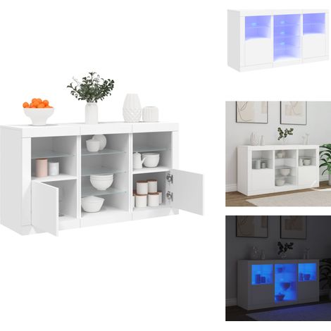 Buffet avec lumières LED blanc 123x37x67 cm - Meuble De Rangement - Buffet - Meuble Tv - Luminaire Led - Design Moderne (1/5)