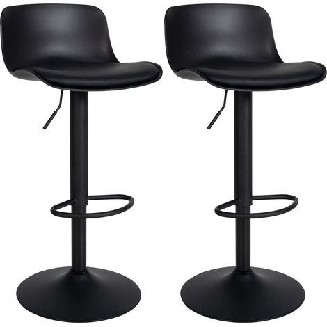 Set di 2 sgabelli da bar altezza regolabile e seduta girevole con seduta in plastica e PVC nero metallo nero 100004016