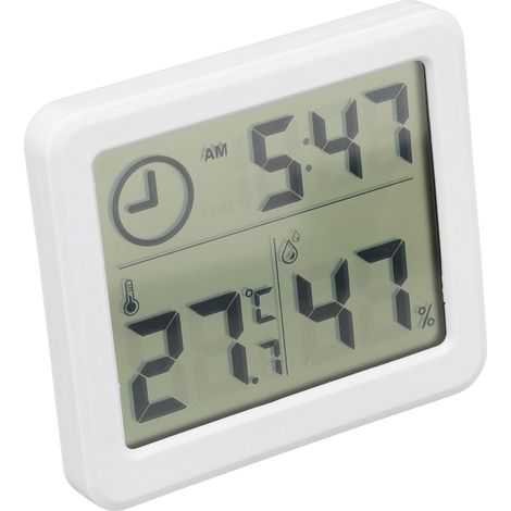 Weißes digitales Innenthermometer mit Hygrometer und Temperaturanzeige, schlankes 1-cm-Design, für Babyzimmer, Wohnzimmer, Büro, Gewächshaus, großes Modell mit eingebautem Akku (1/5)