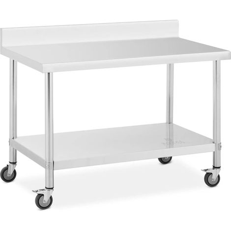 Table à roulettes inox premium 70 x 120 cm 158 kg dosseret acier inoxydable argenté (1/5)