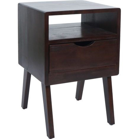 Table de chevet HWC-P16, commode, table d'appoint, armoire, tiroir, 64 x 42 x 40 cm- brun foncé